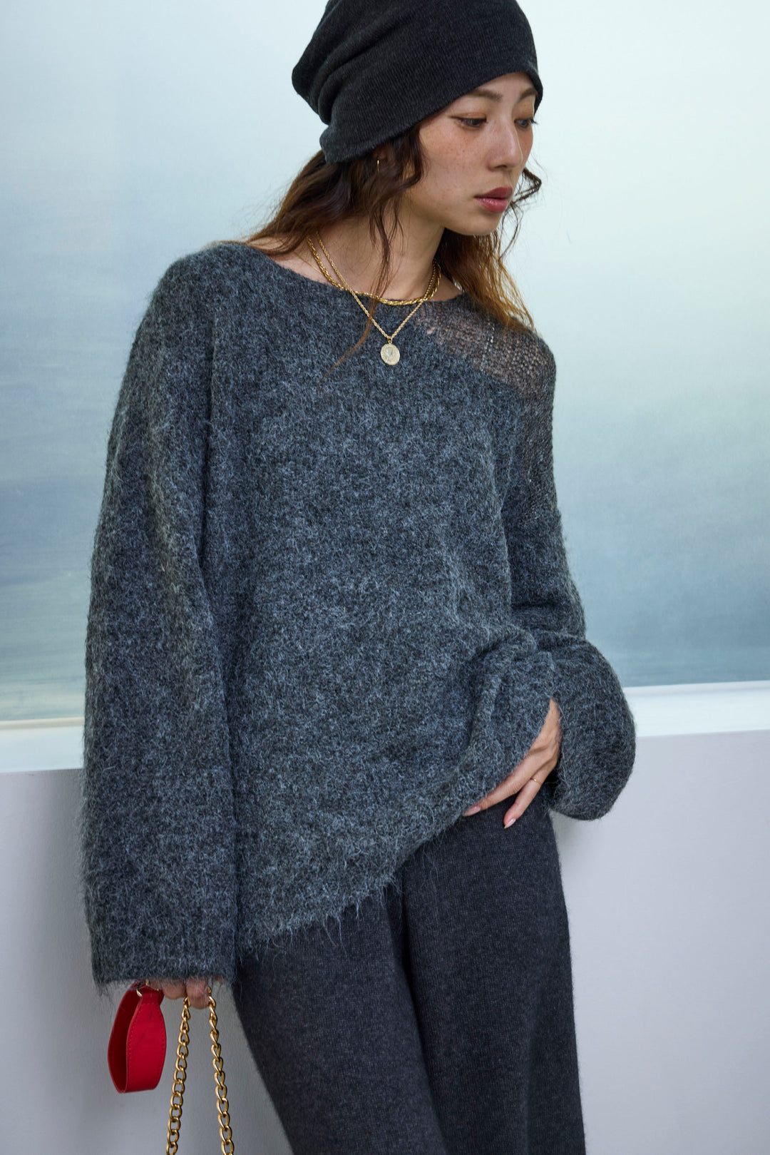 [予約]アシンメトリーシアーニット