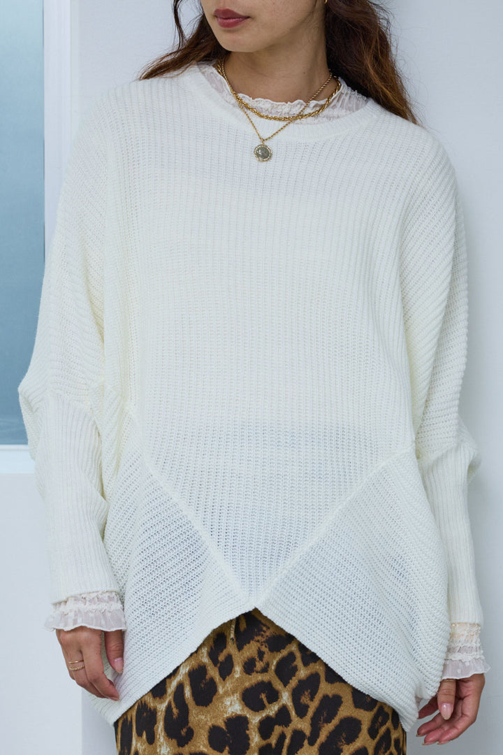 [予約]ルーズドレープドルマンニットプルオーバー