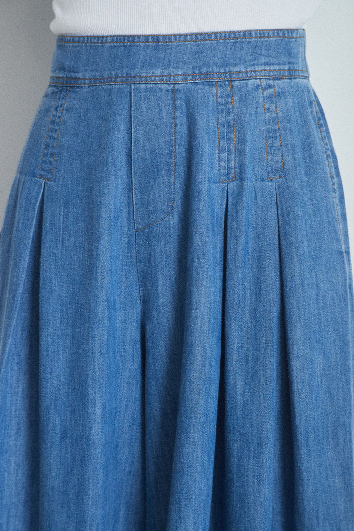 [予約/SET]ソフトデニムエポーレットシャツ+ソフトデニムワイドパンツ(2set)