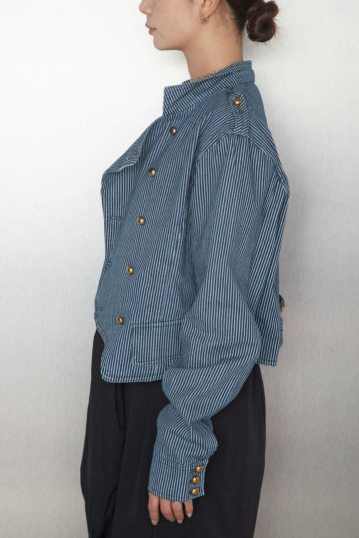 [予約/SET]ヒッコリーダブルブレストショートJK+ウエストラップコンビネゾン(2set)