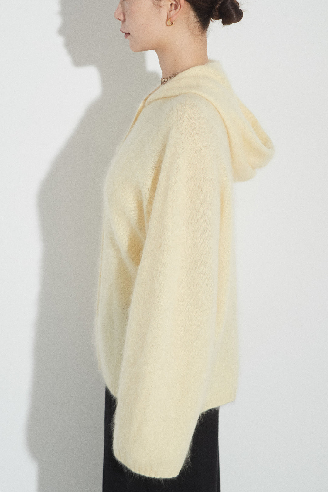 [予約]ヘアリーニットフーディーカーディガン