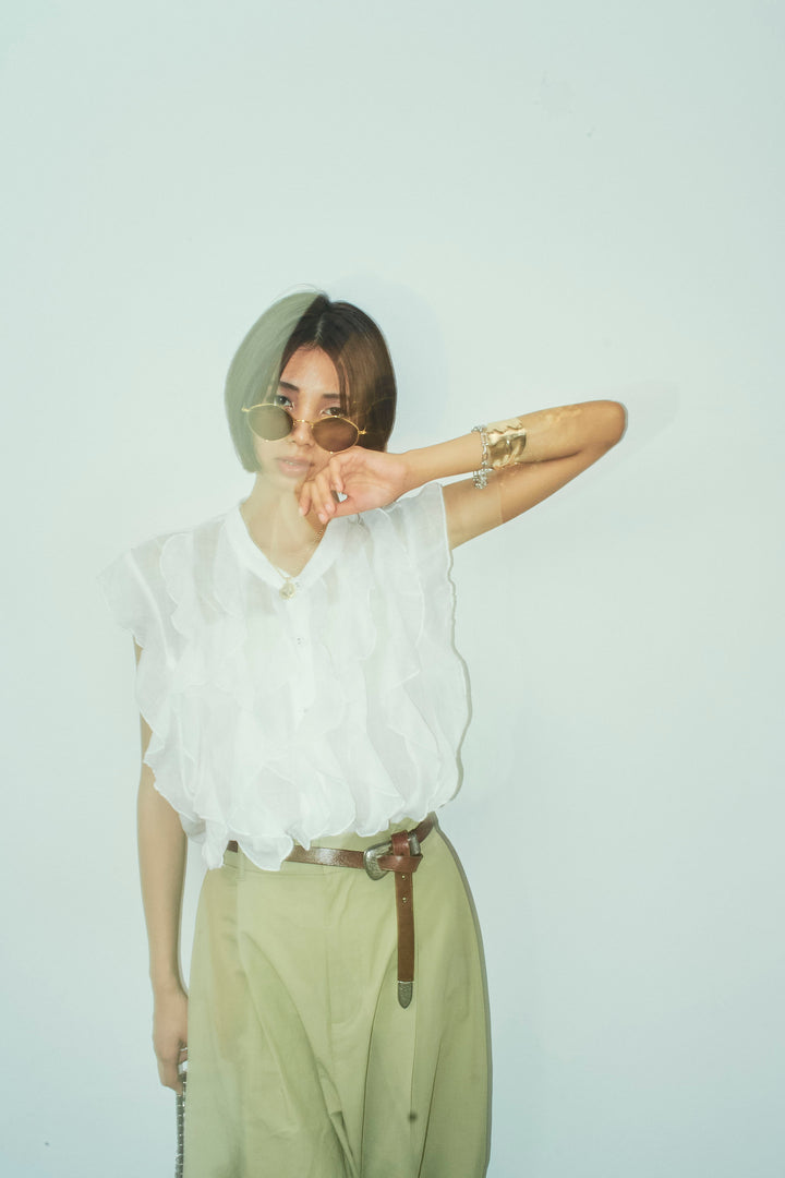 [予約]リネンランダムフリルブラウス