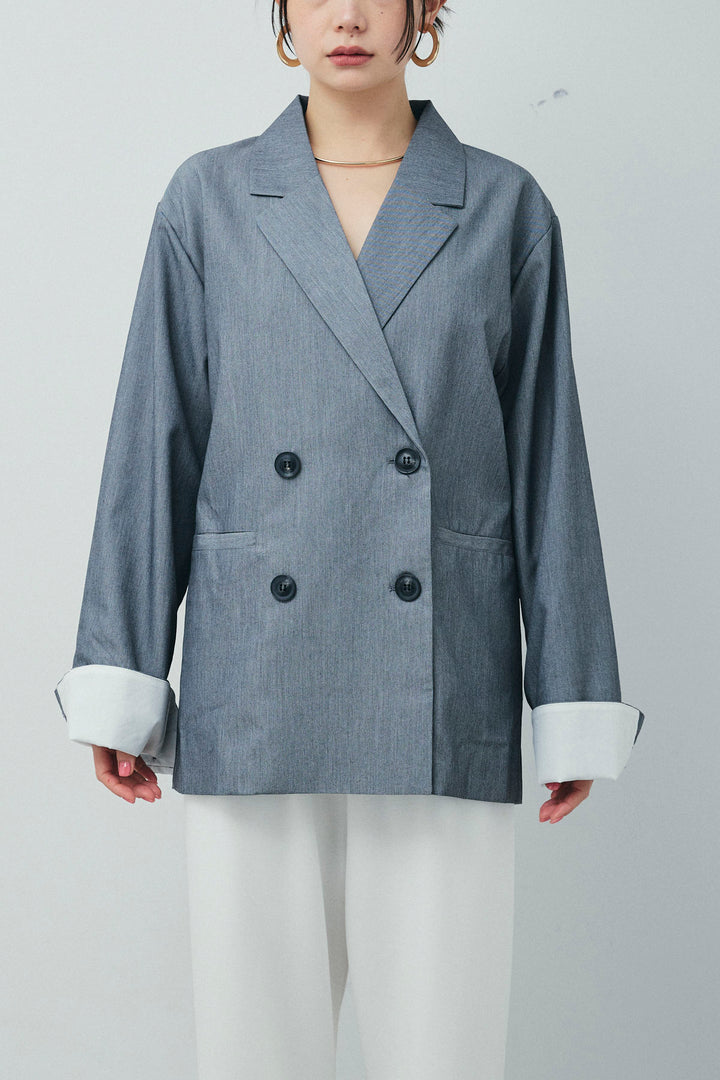 [予約/SET]シアーテレコヘンリーネックPO+ダブルウエストスウェットパンツ+TRツイル袖折り返しダブルジャケット(3set)