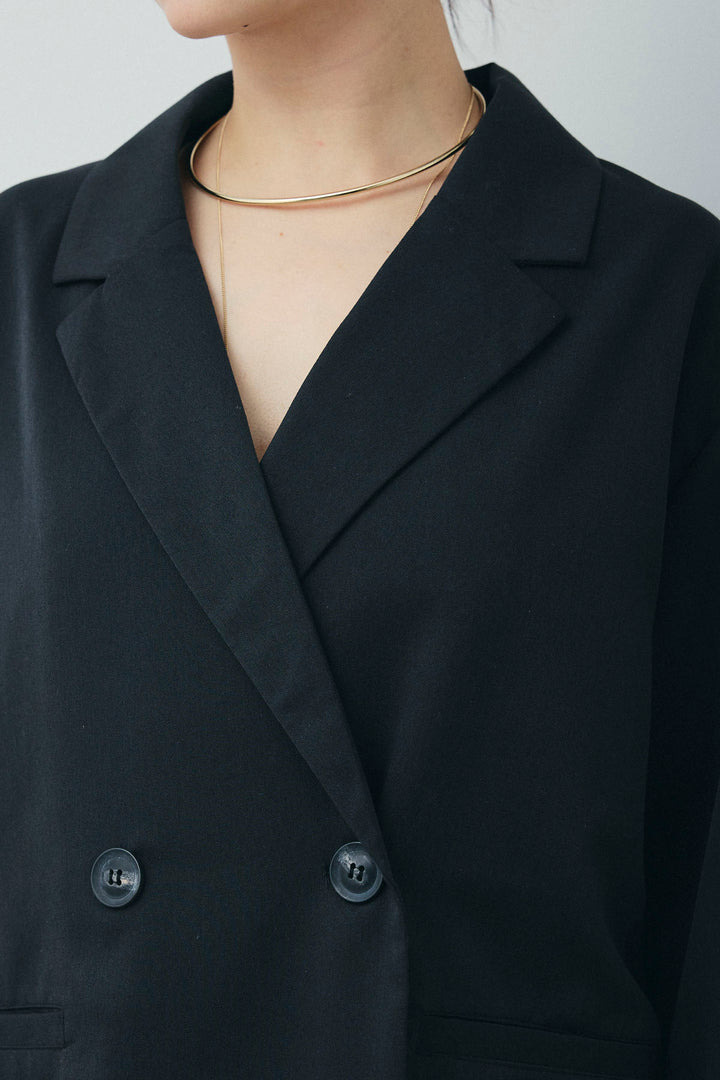 [予約/SET]TRツイル袖折り返しダブルジャケット+デニムミニスカート(2set)