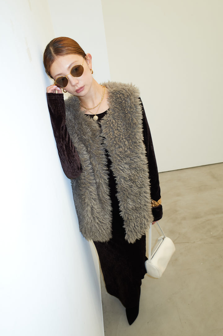 [予約]ベロアバックオープンワンピース