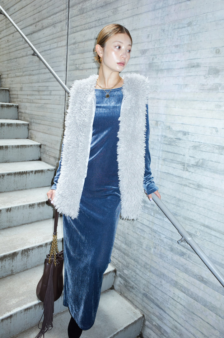 [予約]ベロアバックオープンワンピース