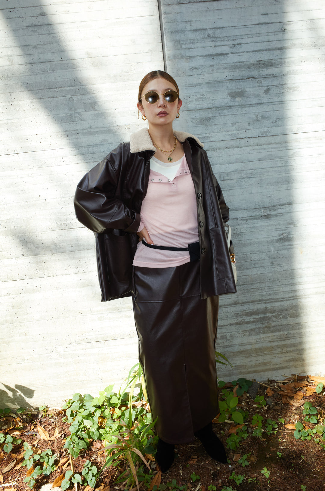 [予約]ボアつきフェイクレザーカバーオール