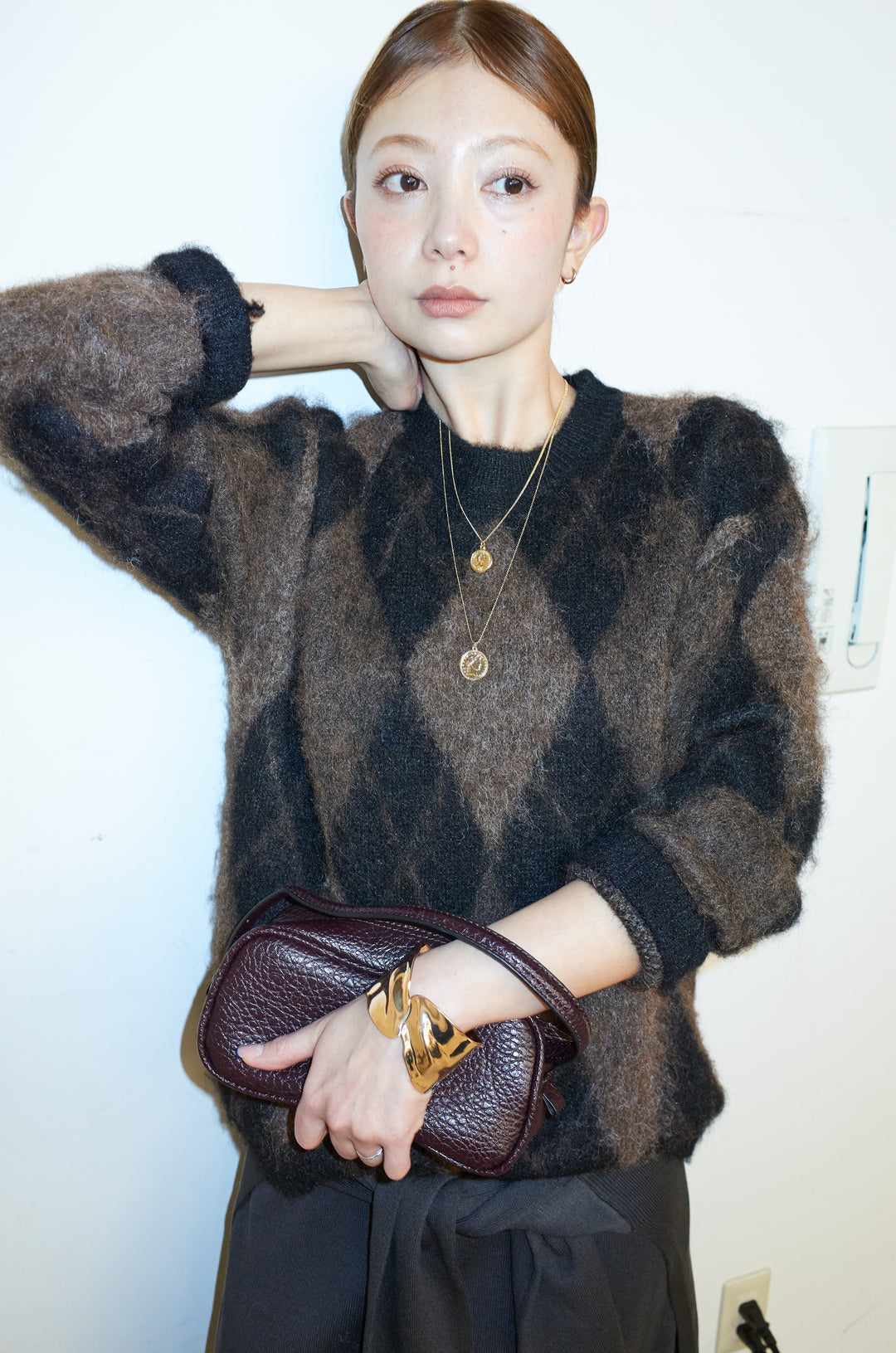 [予約]アーガイルクルーネックニット