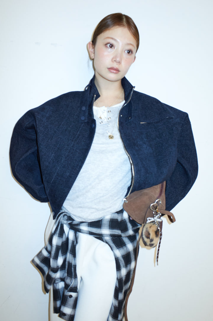 [予約]起毛タッチバルーンデニムブルゾン