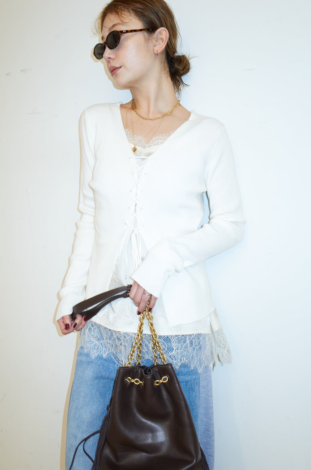 [予約]レースアップ2wayリブニット