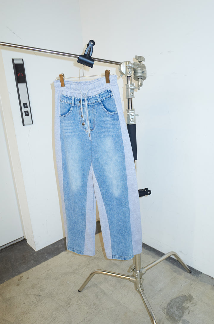 [予約]スウェット切り替えデニムパンツ