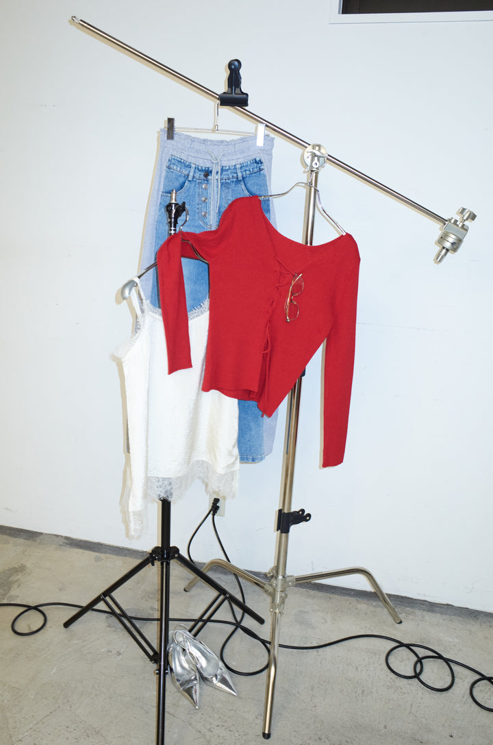 [予約]レースアップ2wayリブニット