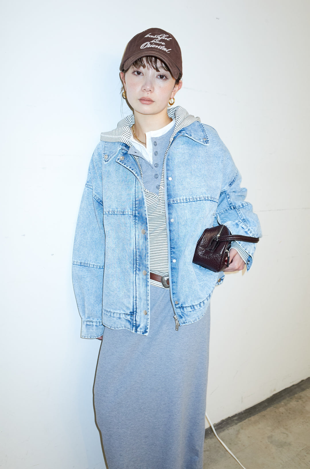 [予約]フェイクレザー2wayカラーデニムブルゾン