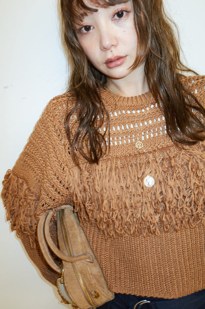 [予約]ループフリンジクルーネックニット