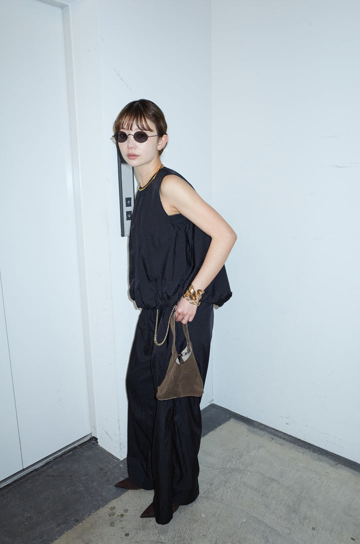 [予約/SET]バックオープンシアーバルーンブラウス+シアーイージーワイドパンツ(2set)