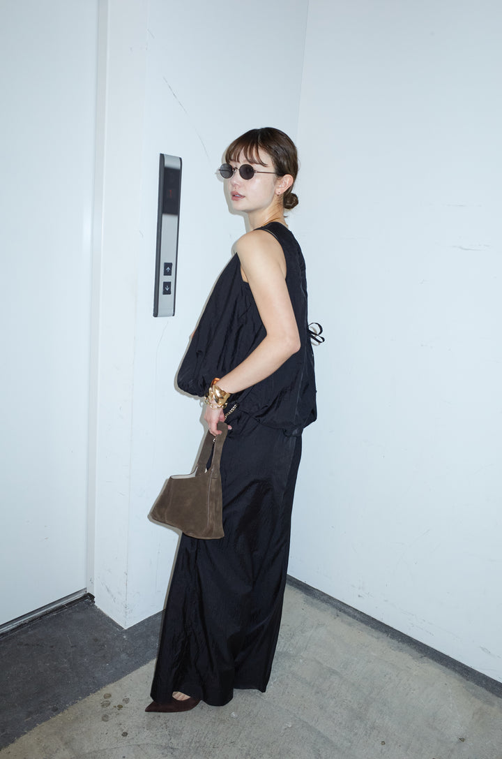 [予約/SET]バックオープンシアーバルーンブラウス+シアーイージーワイドパンツ(2set)