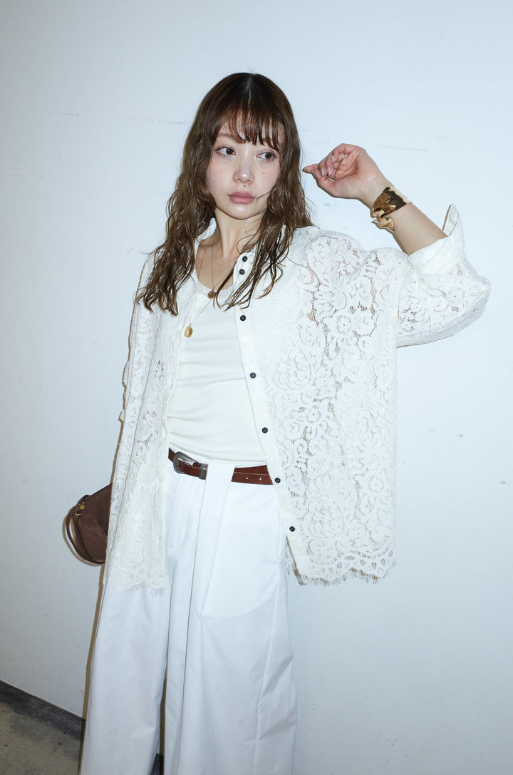 [予約]裾スカラップレースシャツ