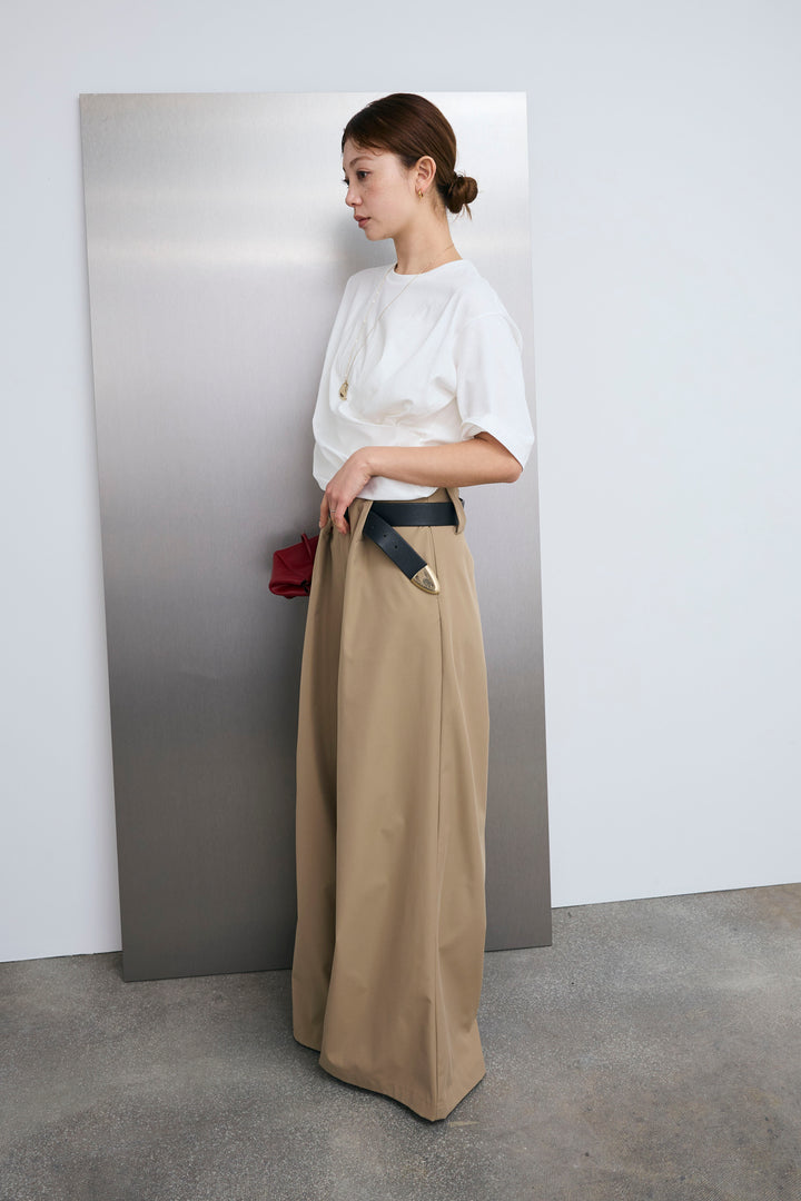 [予約/SET]アシメギャザードレープT+ハイウエストタックワイドパンツ(2set)