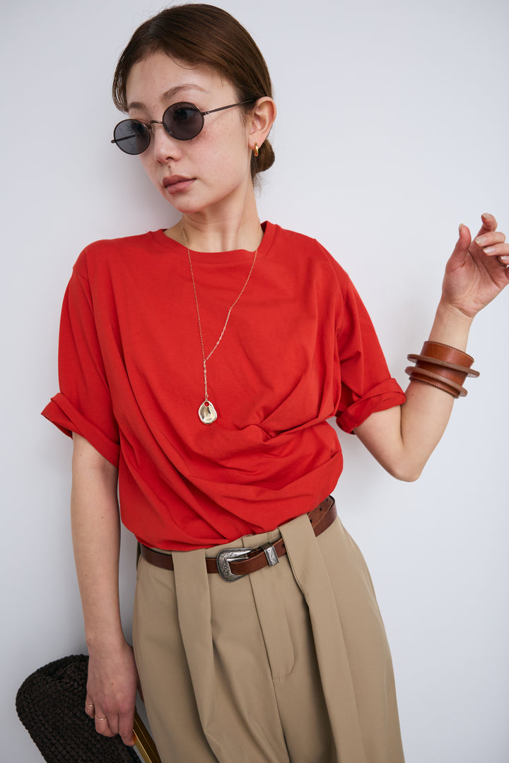 [予約]アシメギャザードレープT