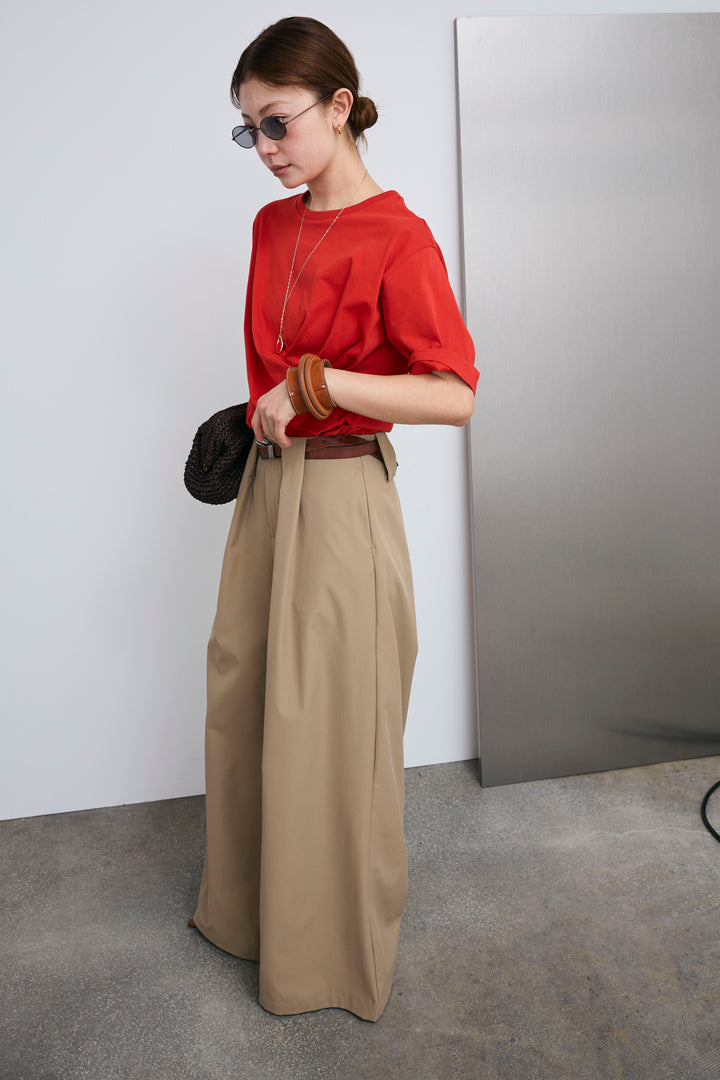 [予約/SET]アシメギャザードレープT+ハイウエストタックワイドパンツ(2set)