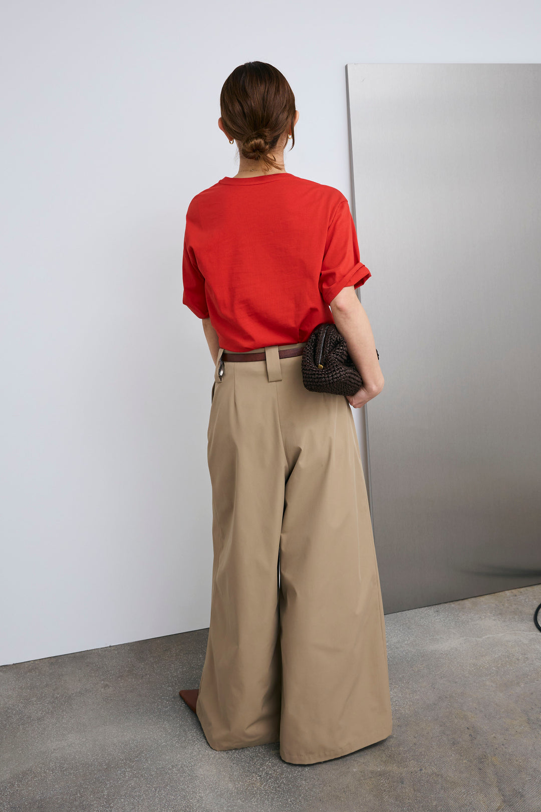 [予約/SET]アシメギャザードレープT+ハイウエストタックワイドパンツ(2set)