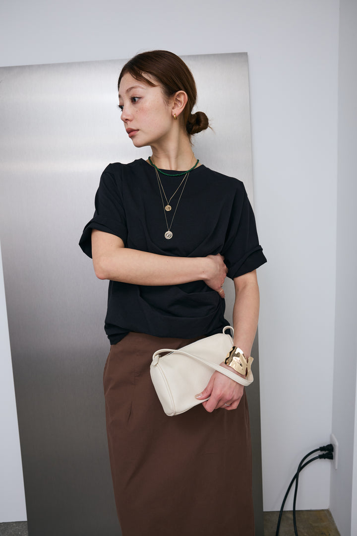 [予約/SET]アシメギャザードレープT+裾レースレイヤードスカート(2set)