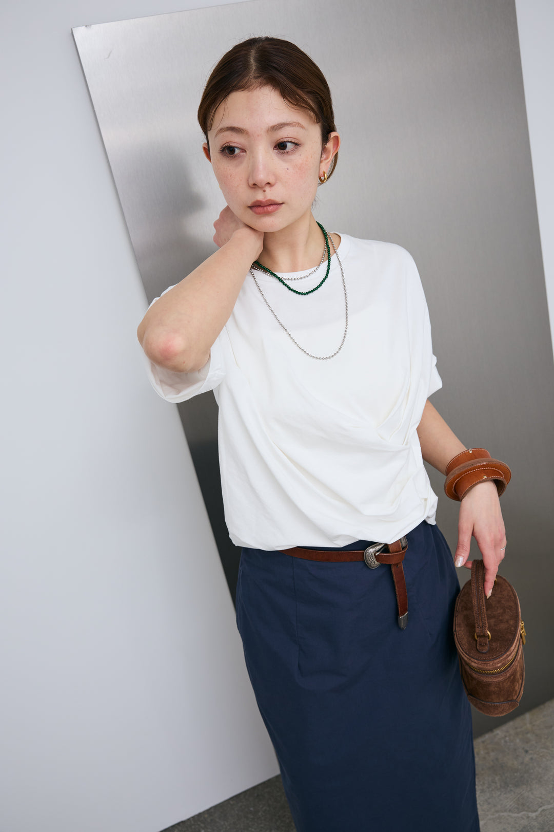 [予約]アシメギャザードレープT