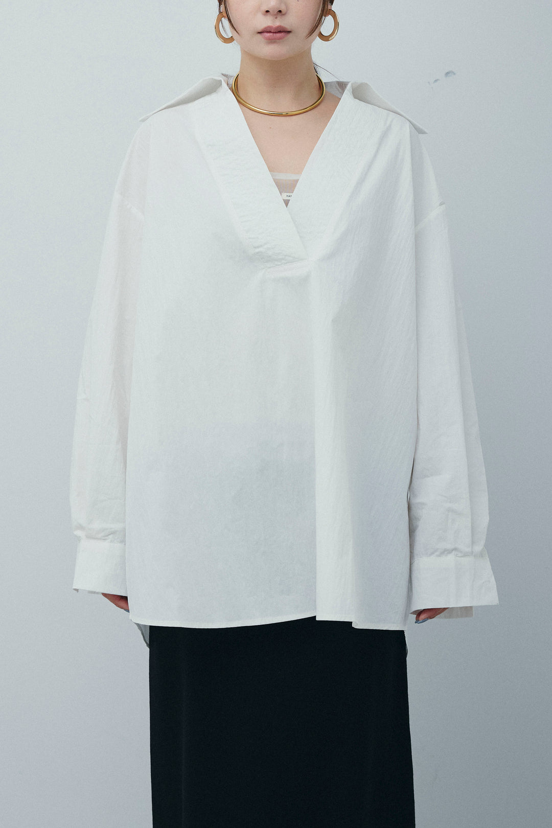 [予約/SET]スキッパービッグシャツ+チュールレイヤードミニスカート(2set)