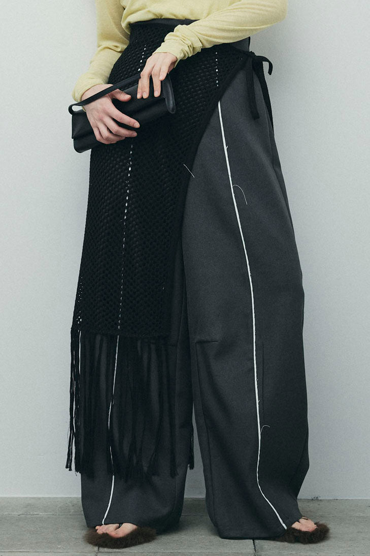 [予約/SET]ヘザーエステルテーラードジレ+ヘザーエステルカーブパンツ+メッシュラップスカート(3set)