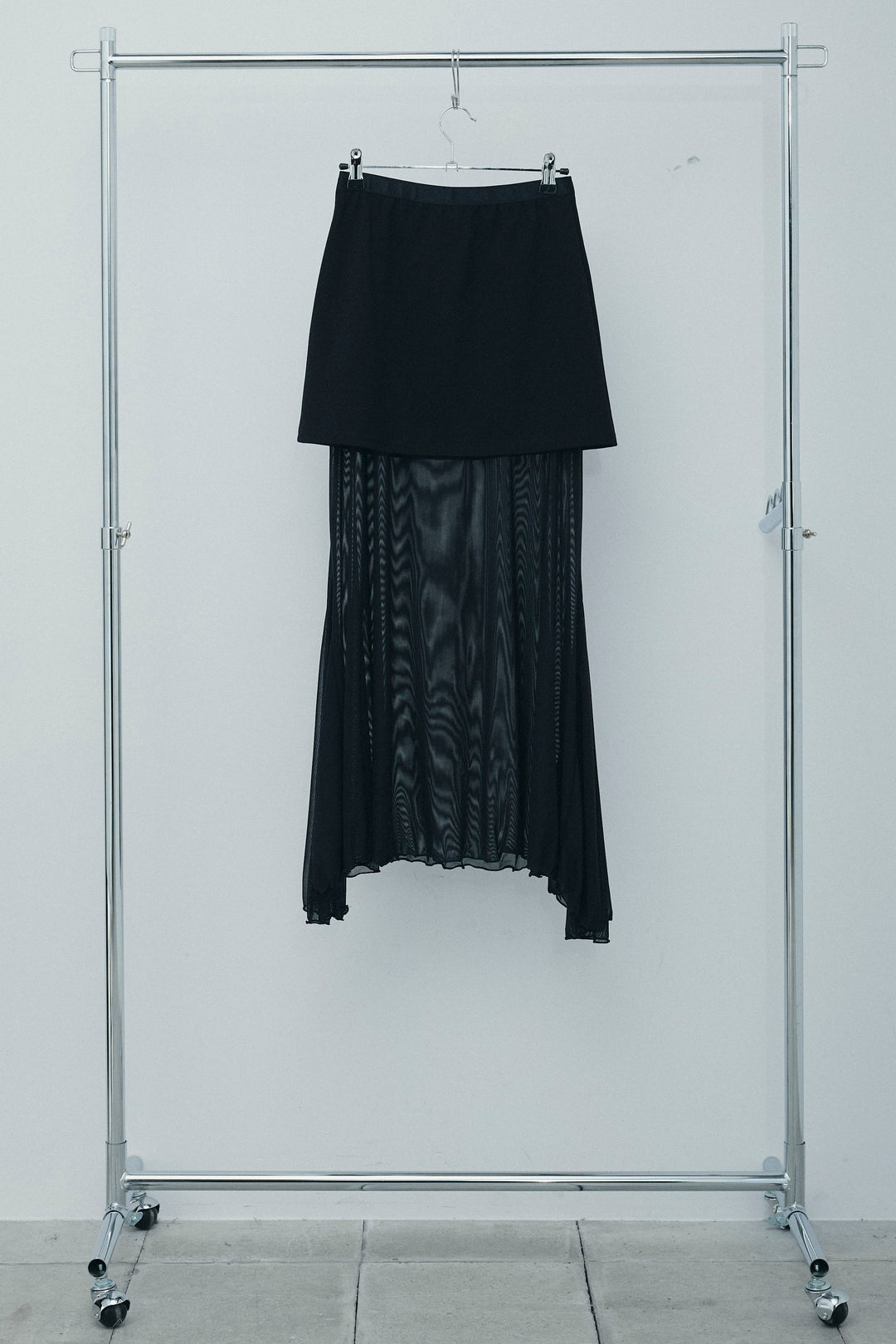 [予約/SET]スキッパービッグシャツ+チュールレイヤードミニスカート(2set)