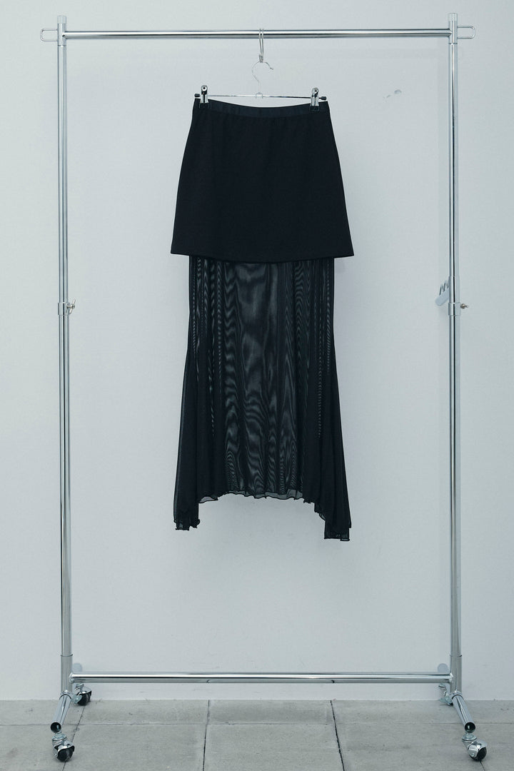 [予約/SET]スキッパービッグシャツ+チュールレイヤードミニスカート(2set)