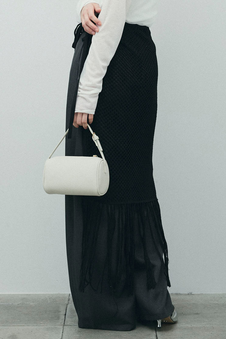 [予約/SET]畦編み金釦ルーズベスト+ヘザーエステルカーブパンツ+メッシュラップスカート(3set)