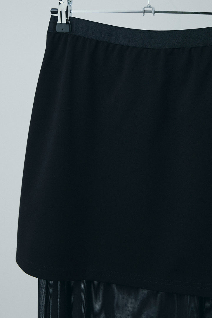 [予約/SET]スキッパービッグシャツ+チュールレイヤードミニスカート(2set)