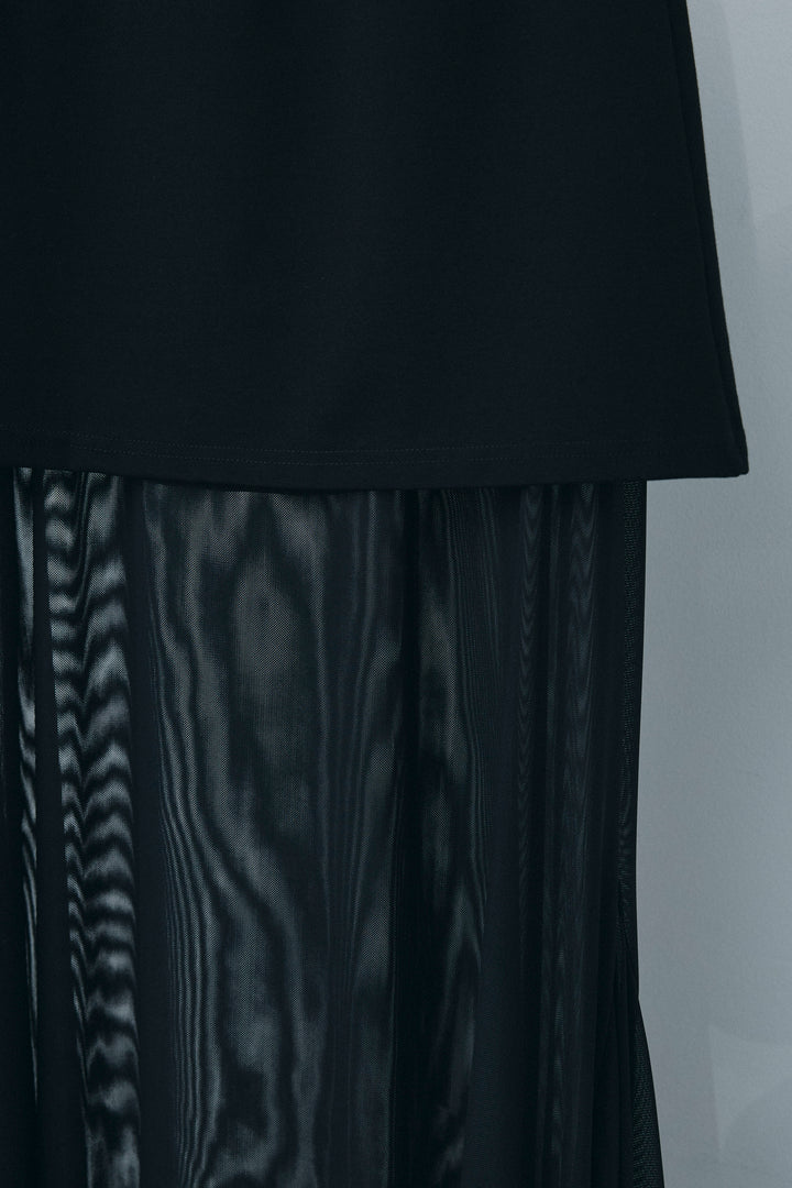 [予約/SET]スキッパービッグシャツ+チュールレイヤードミニスカート(2set)