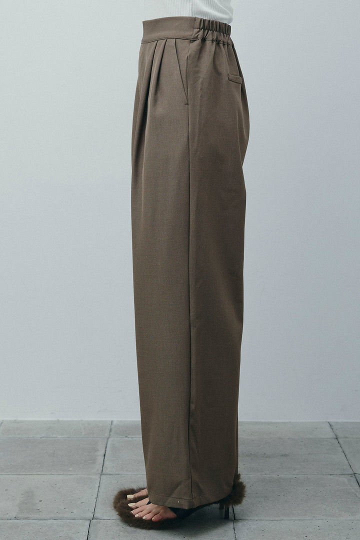 [予約/SET]フロントボタンベアトップ+ツイルタックワイドパンツ(2set)