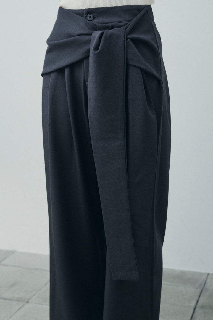 [予約/SET]ロゴプリントシアーニット+フロントクロスデザインワイドパンツ(2set)