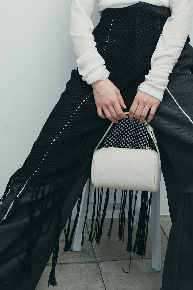 [予約/SET]畦編み金釦ルーズベスト+ヘザーエステルカーブパンツ+メッシュラップスカート(3set)