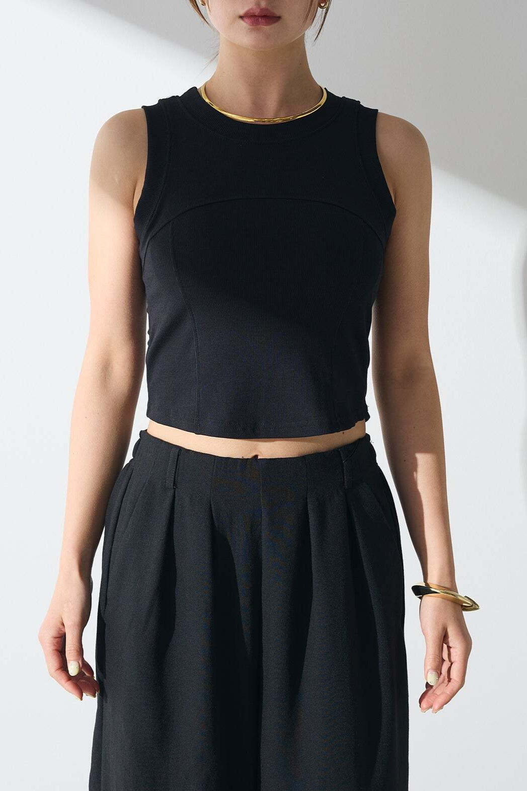 リブ切り替えタンクトップ