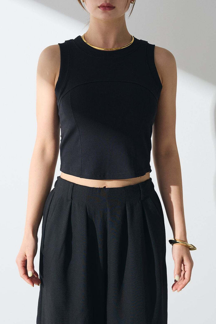 リブ切り替えタンクトップ