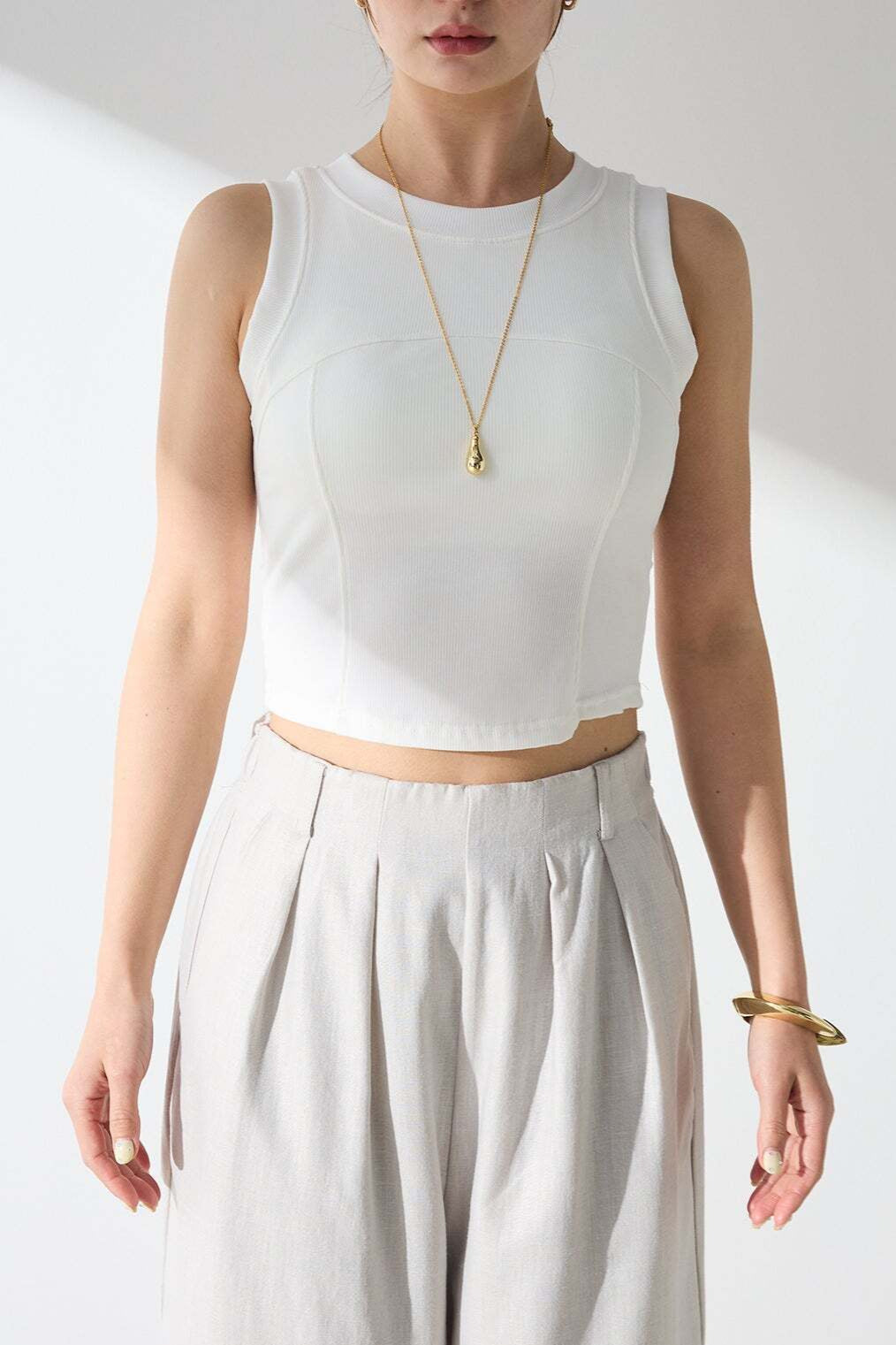 リブ切り替えタンクトップ