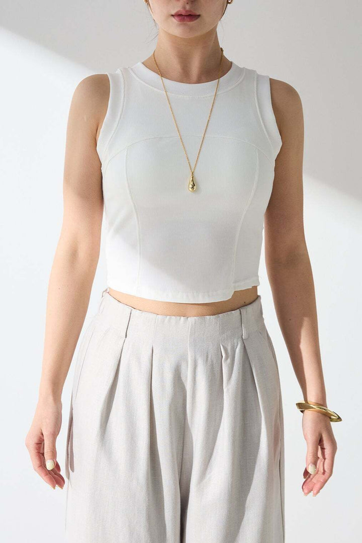 リブ切り替えタンクトップ