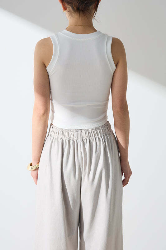 [予約/SET]デザインポケットベスト+トーションレースコットンキャミ+リブ切り替えタンクトップ+かすれシアーイージーパンツ(4set)