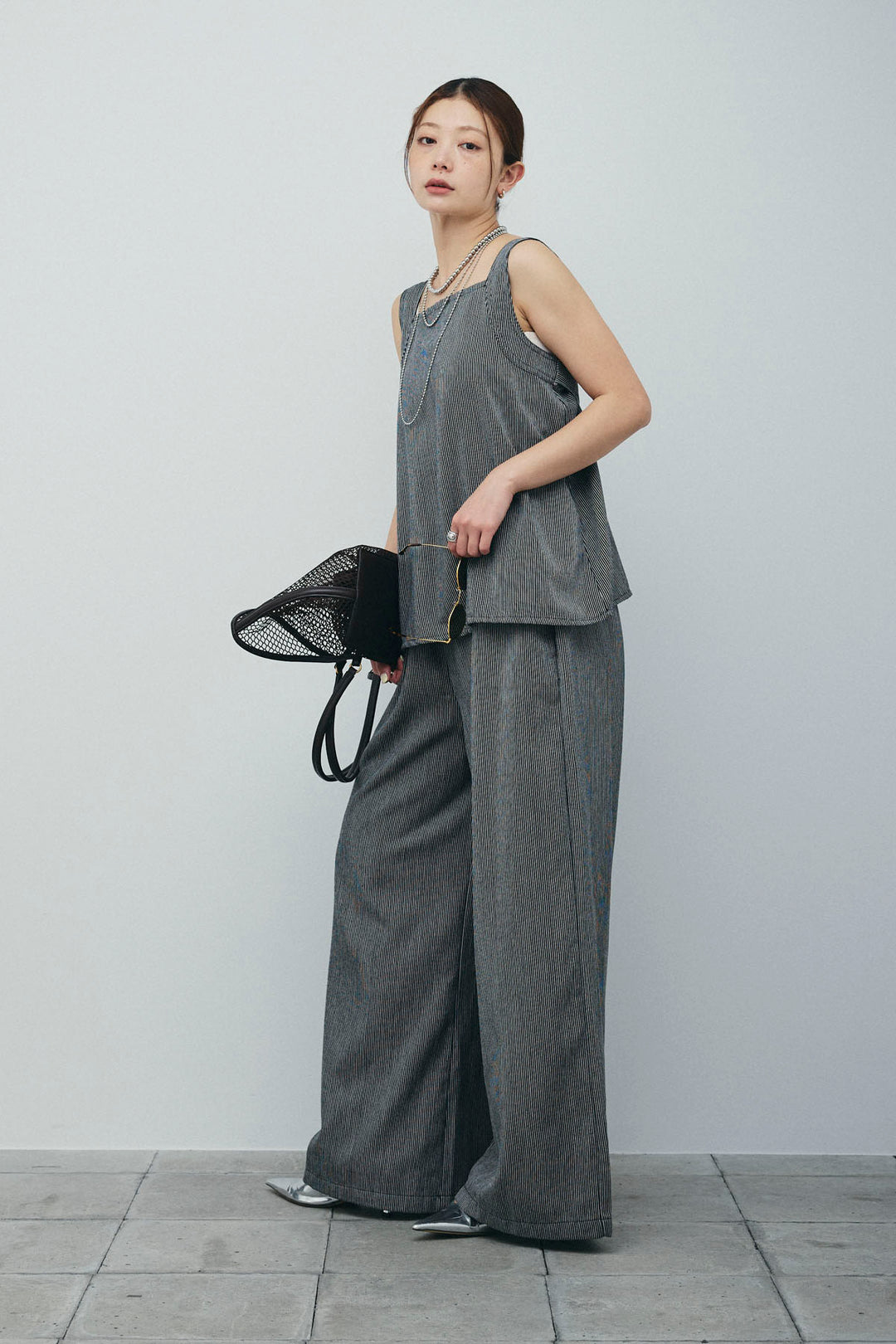 [予約]スクエアネックストライプセットアップ