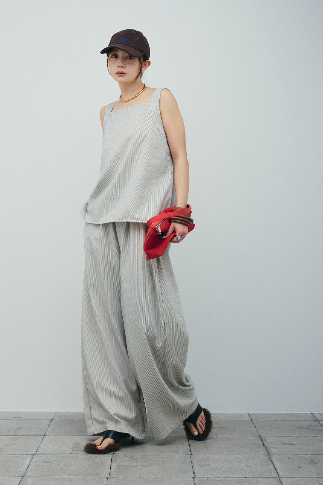 [予約]スクエアネックストライプセットアップ