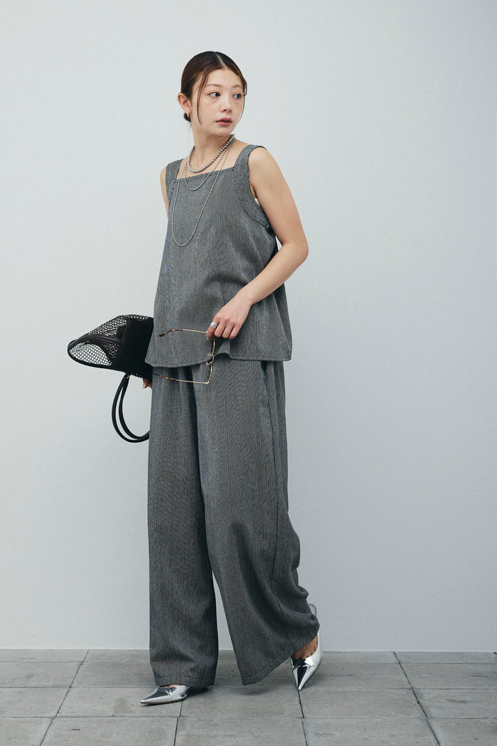 [予約]スクエアネックストライプセットアップ