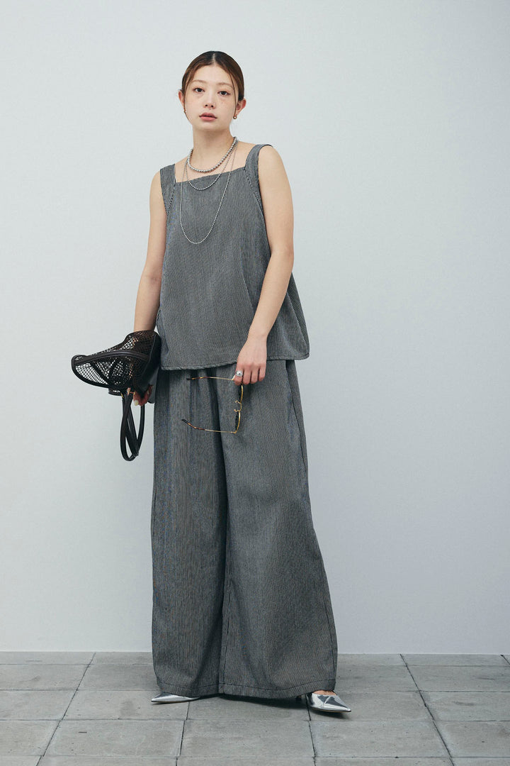 [予約]スクエアネックストライプセットアップ