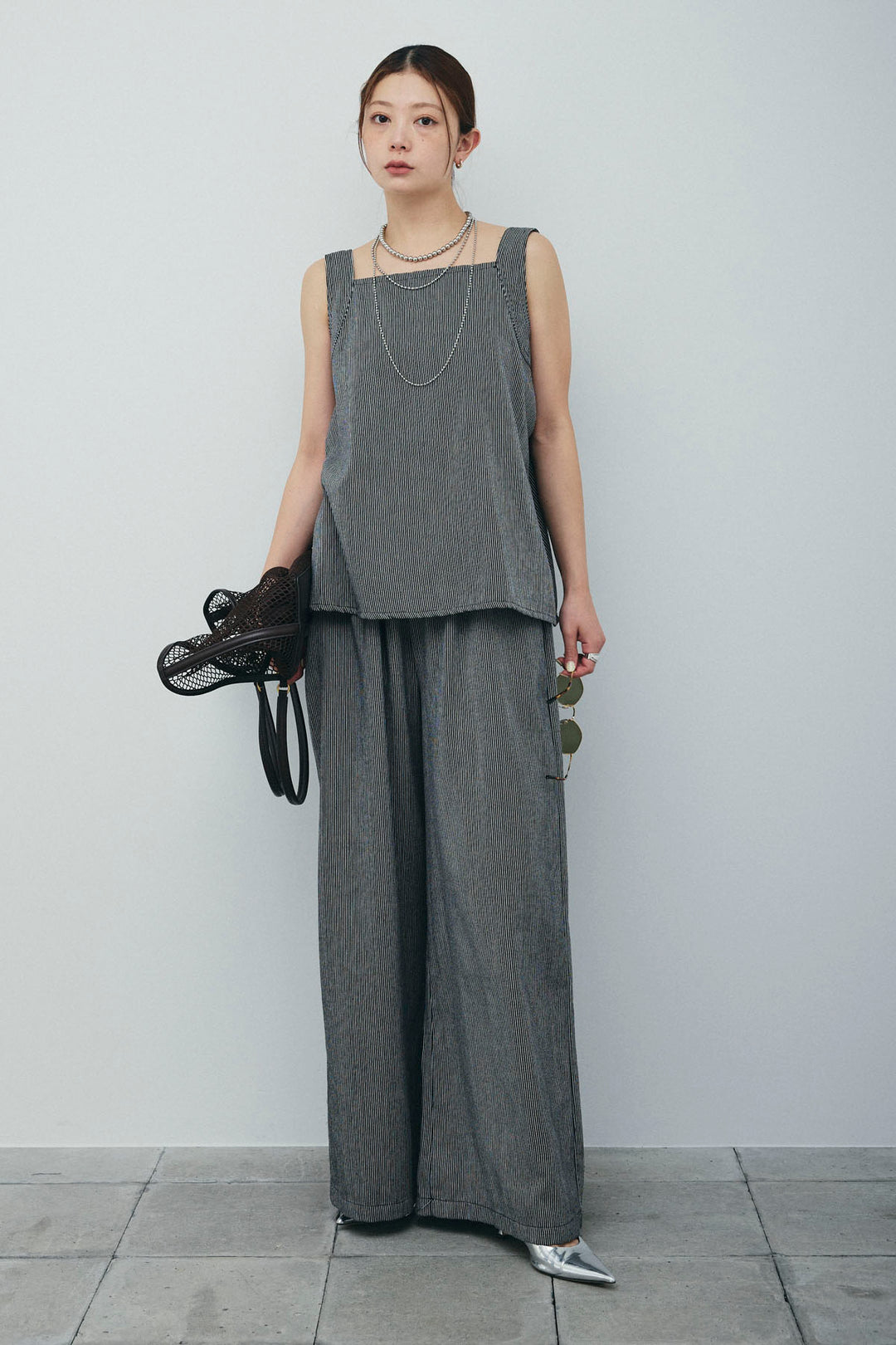 [予約]スクエアネックストライプセットアップ