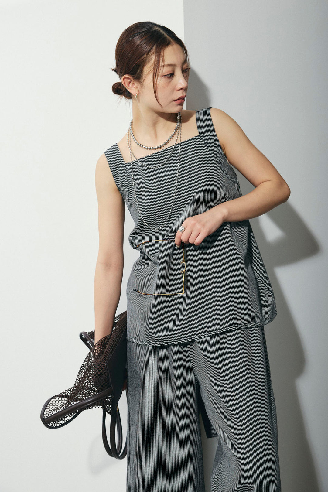 [予約]スクエアネックストライプセットアップ