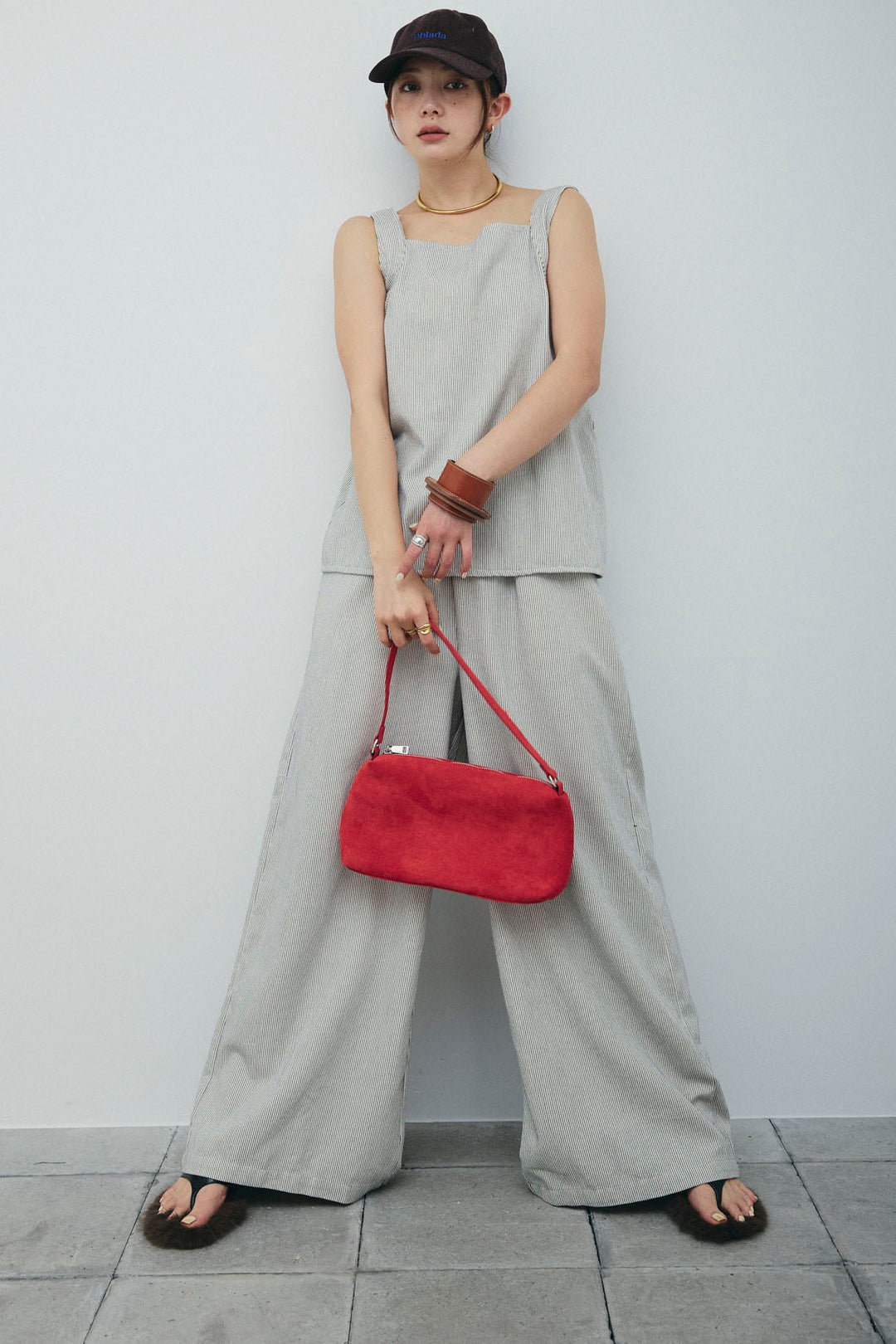 [予約]スクエアネックストライプセットアップ