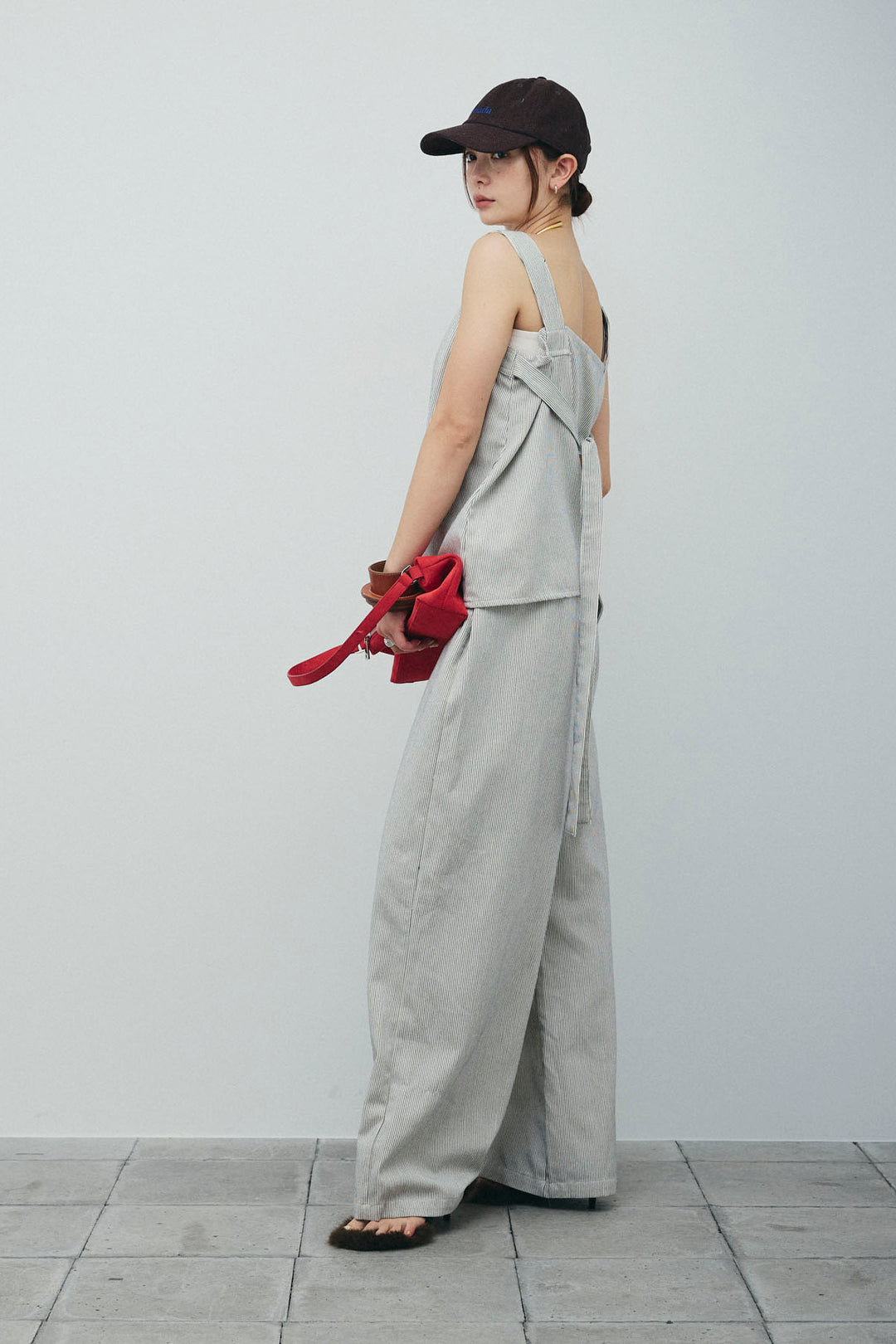 [予約]スクエアネックストライプセットアップ